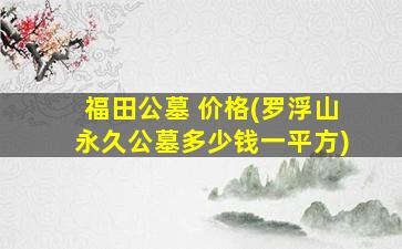 福田公墓 价格(罗浮山永久公墓多少钱一平方)